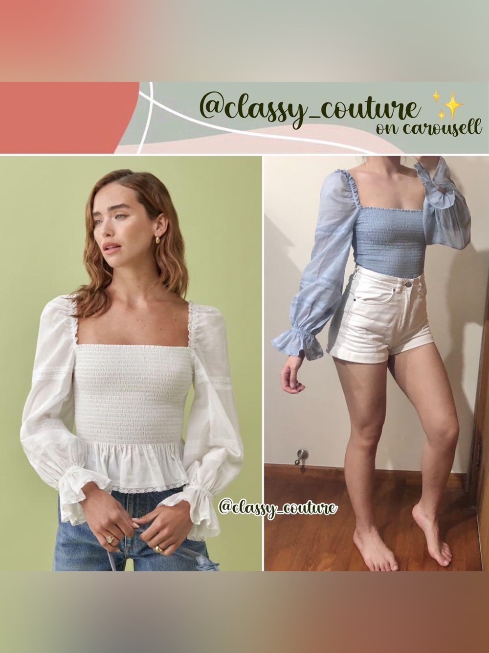 New Reformation Roland Light Blue Square Neck Fitted Ruffle Top Sz L MSRP: $168
